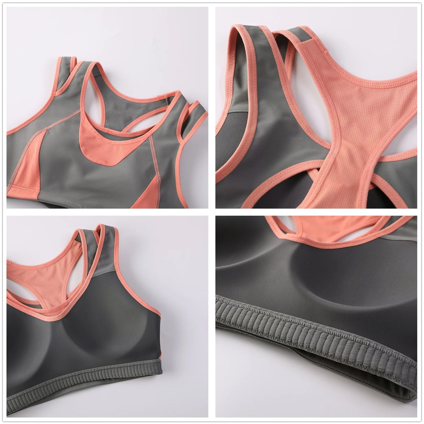 Mesh Patchwork Sports Bra - High Impact Support Bra