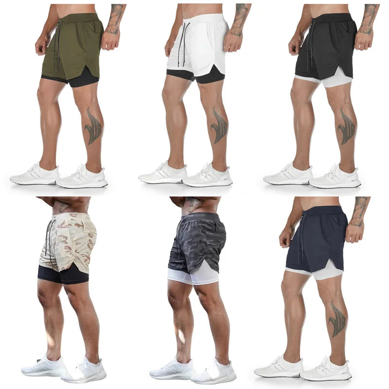 Men's 2 In 1 Running Workout Exercise Fitness Pants, Quick Drying
