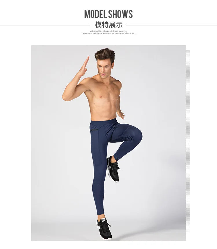 Men's Workout Fitness Compression Pants, Breathable Slim Tight
