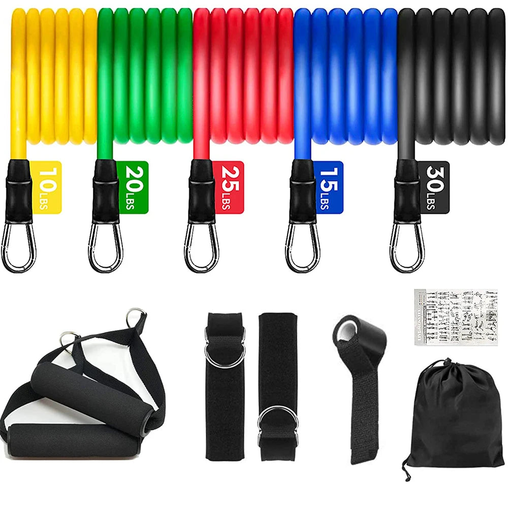 Resistance Cords for Bodybuilding, Weight Training, Fitness, 11Pcs