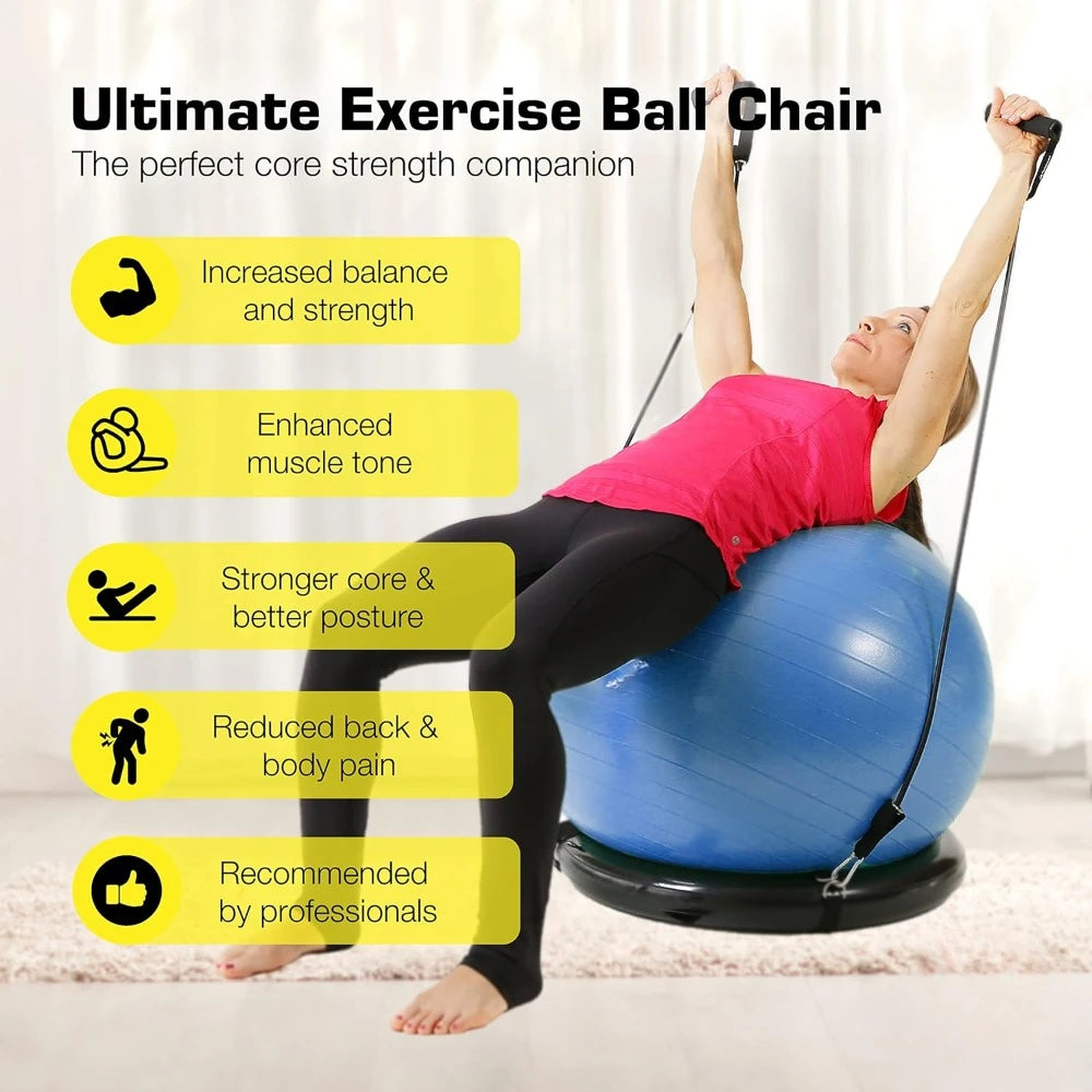 Exercise Ball/Chair w/Base for Workout or Sitting, 65cm