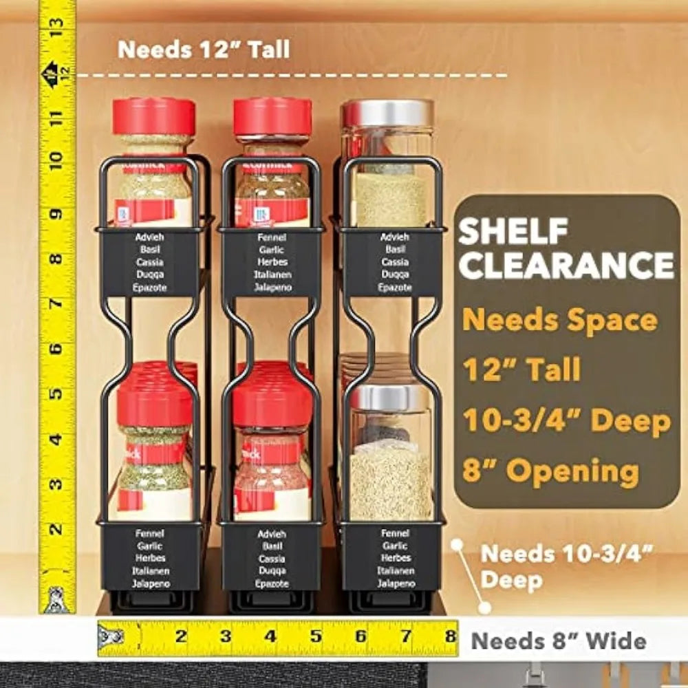 Heavy Duty Slide Out Spice Rack, Cabinet Organizer