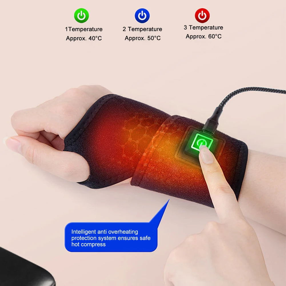 Electric Wrist Wrap Hot Compress Therapy Support Pain Relief