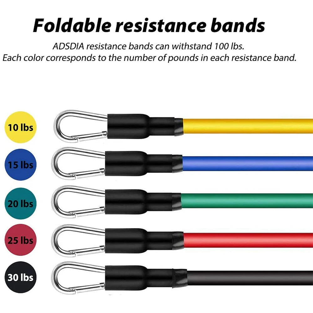 Resistance Cords for Bodybuilding, Weight Training, Fitness, 11Pcs