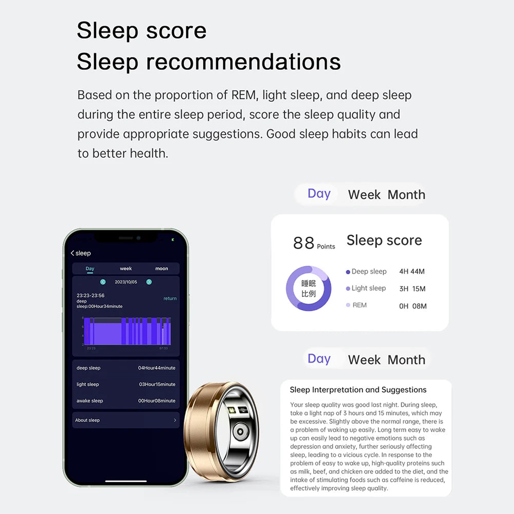 Smart Ring Fitness Tracker for Android/iOS