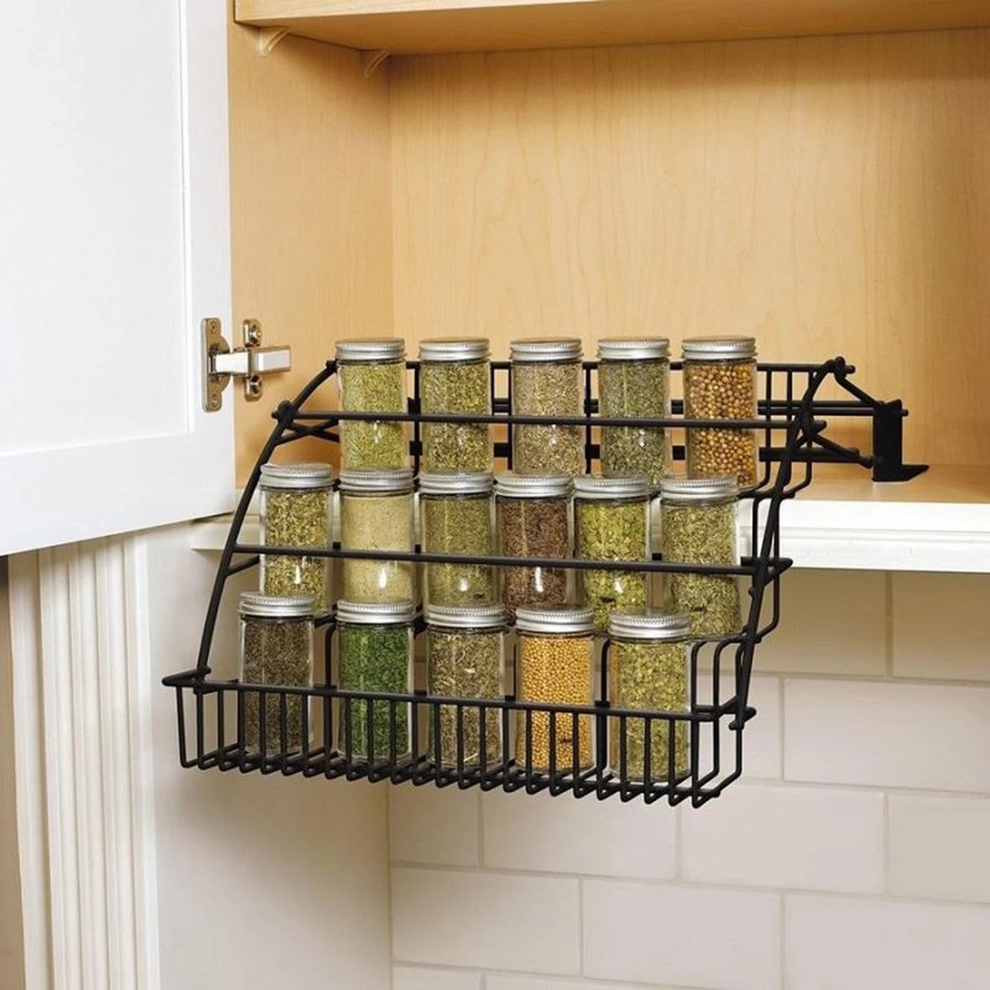 Pull Down Cabinet Spice Rack Organizer Storage Stand