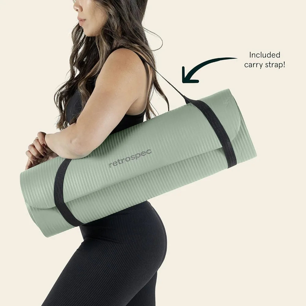 Yoga Workout Mat 1" Thick w/Nylon Strap