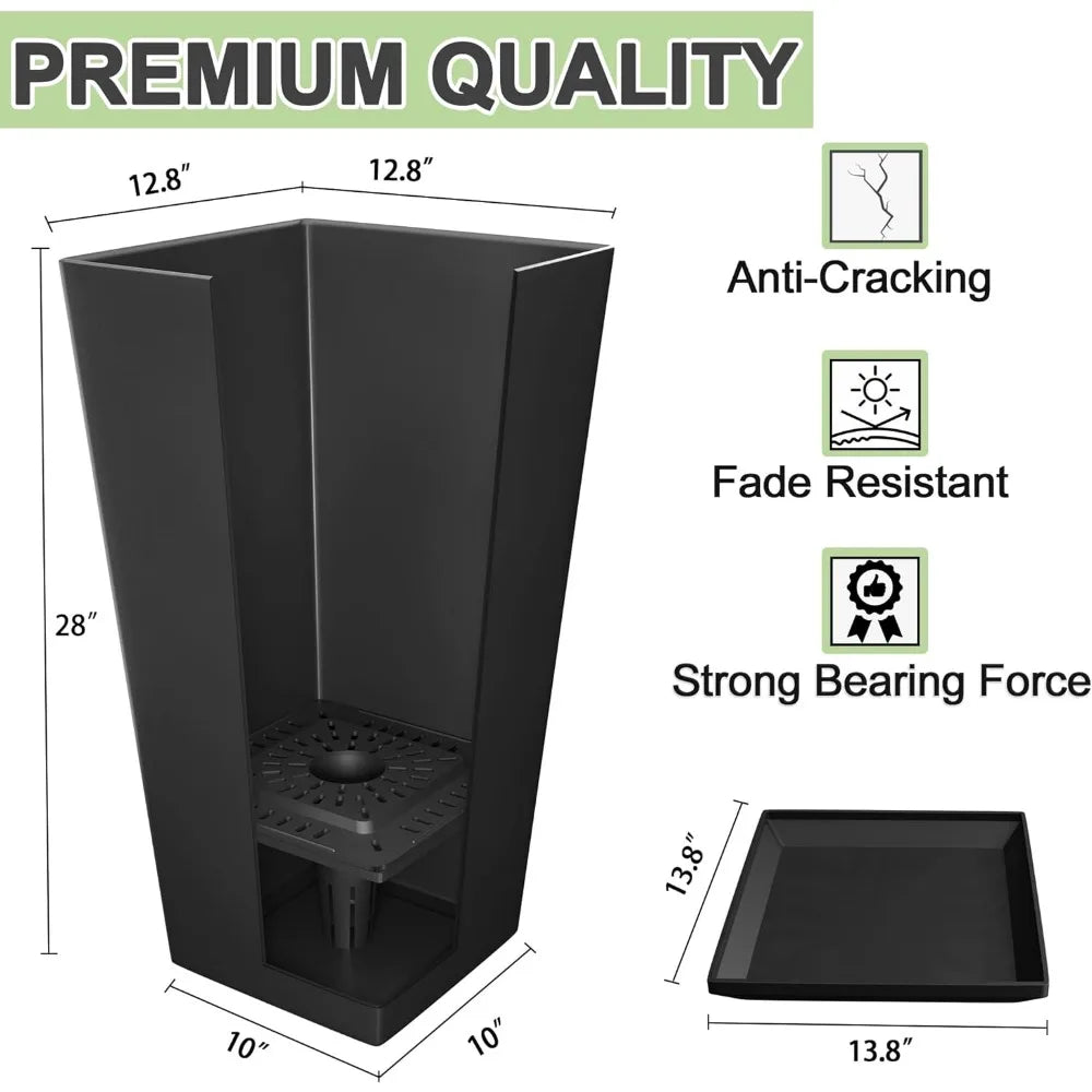 Outdoor Planters 28" Tapered Square Decorative Planters