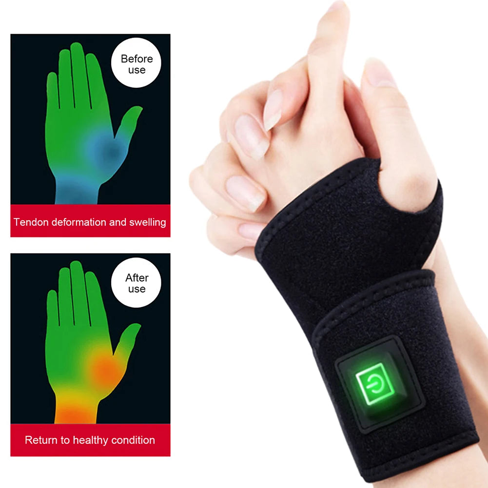 Electric Wrist Wrap Hot Compress Therapy Support Pain Relief