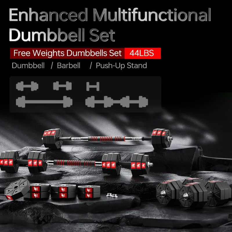 Adjustable Home Fitness Dumbbells Set, 44Lbs 66Lbs 88Lbs