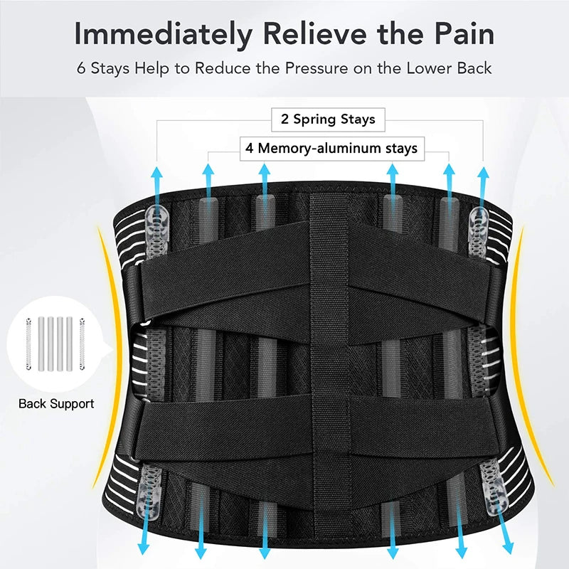 Men's Workout/Back Support Belt w/Steel Bone Bands