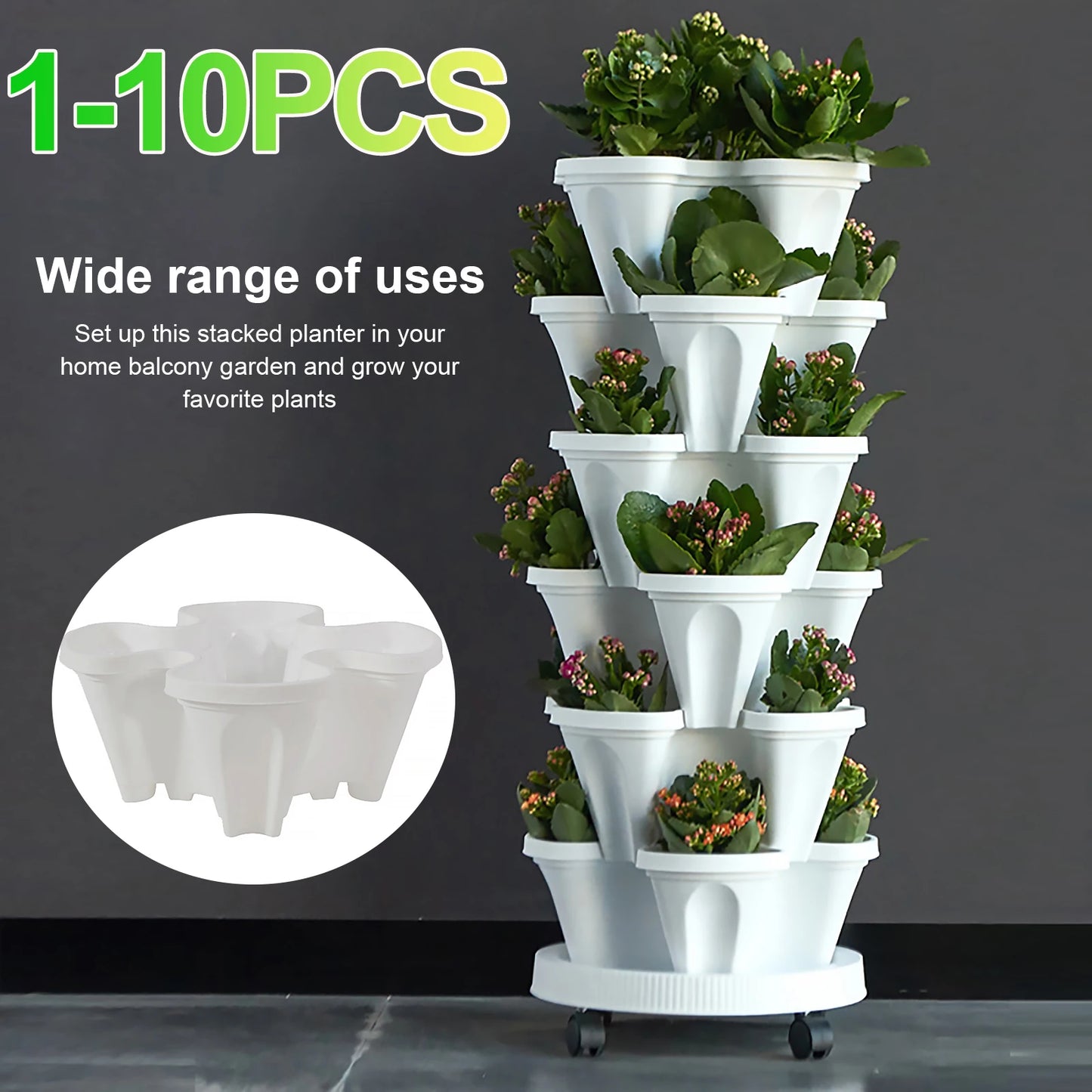 Three-Petal Stackable Vertical Flower, Fruit, Vegetable Planter