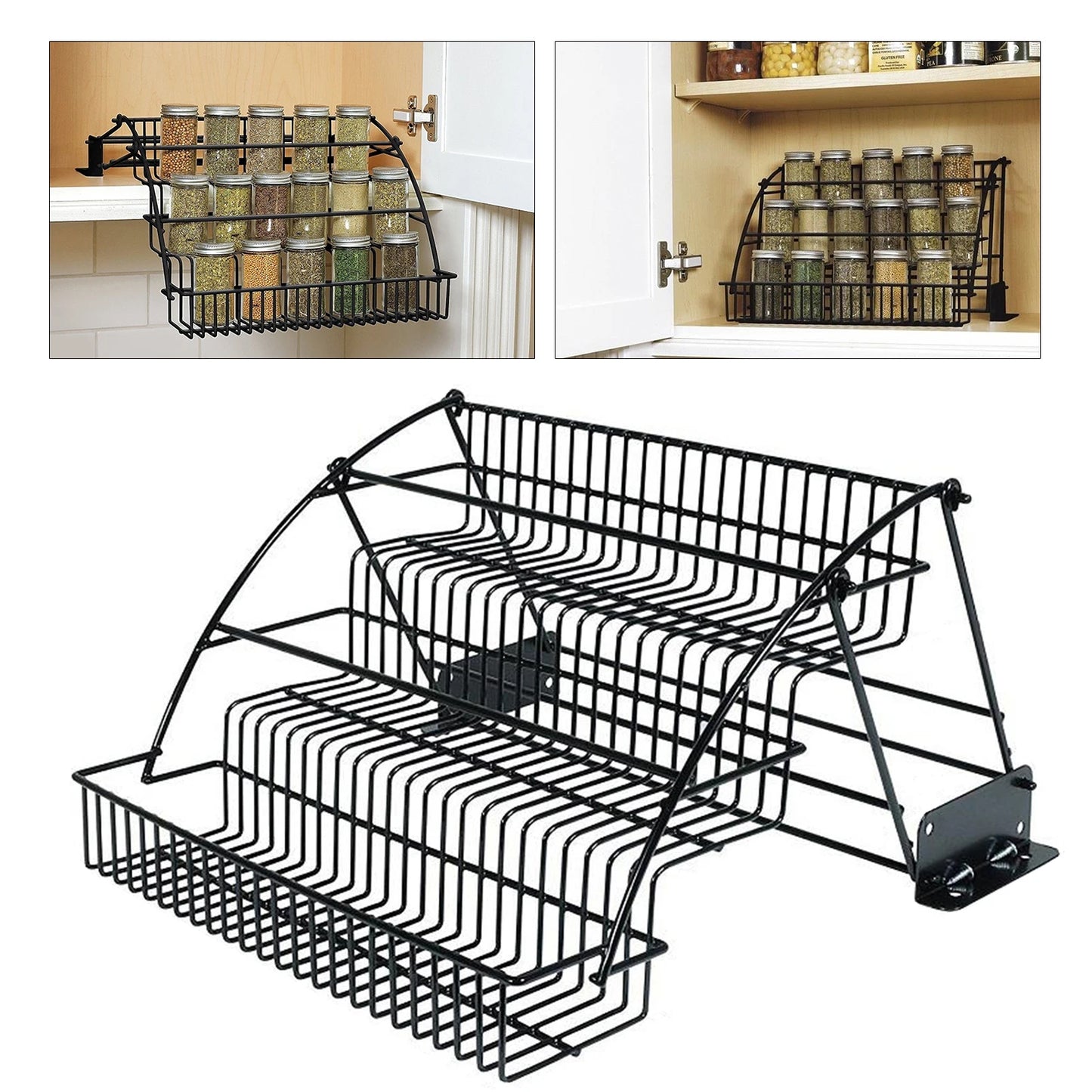Pull Down Cabinet Spice Rack Organizer Storage Stand