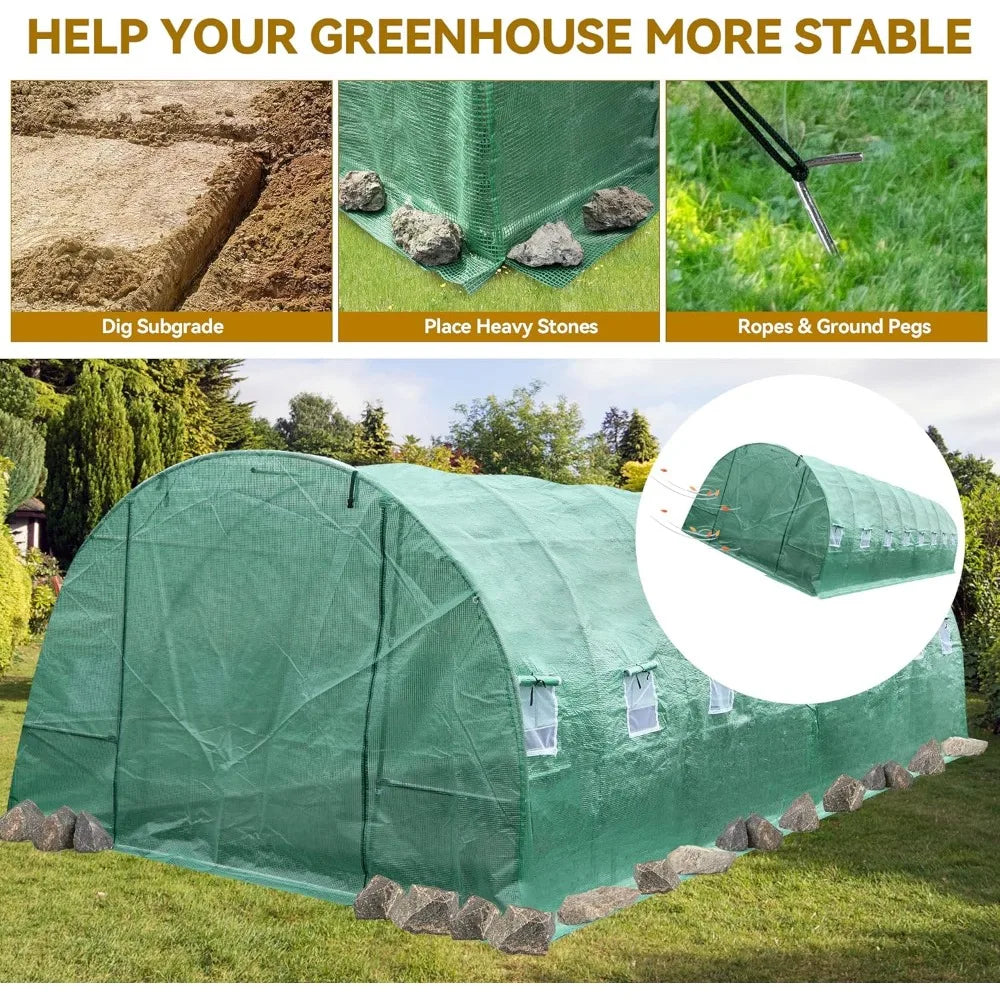 Large Heavy Duty Outdoor Walk in Tunnel Greenhouse