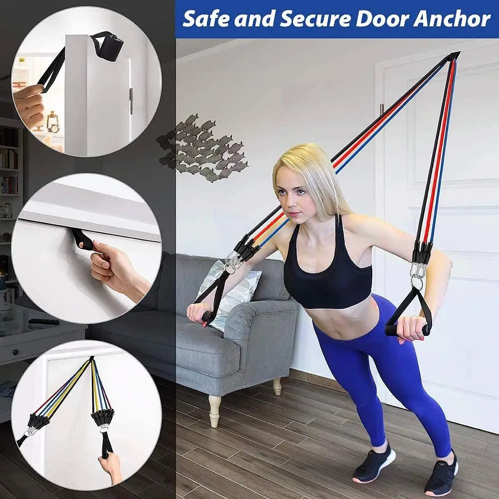 Resistance Cords for Bodybuilding, Weight Training, Fitness, 11Pcs