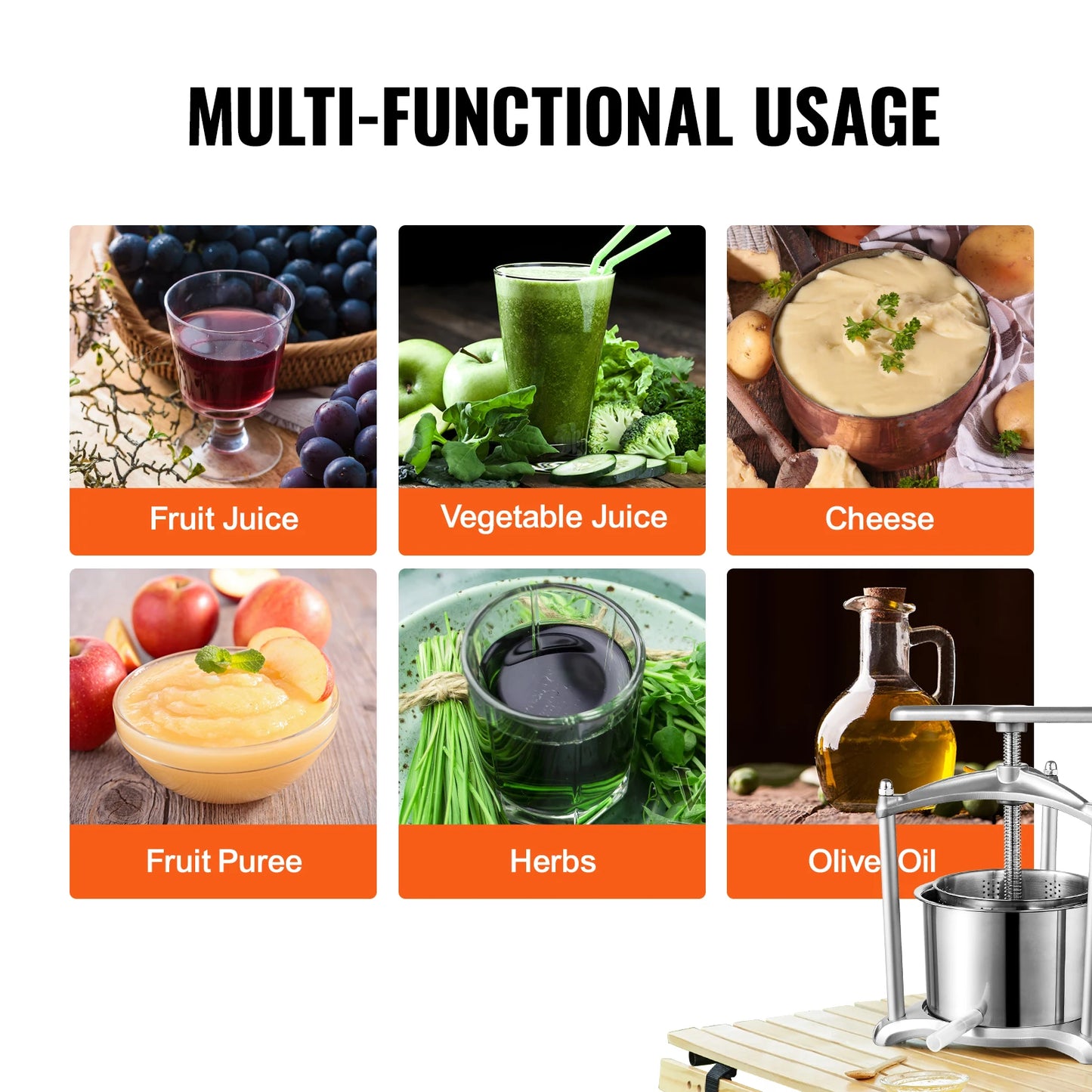 1.6 Gal Manual Fruit, Vegetables Juice & Wine Press