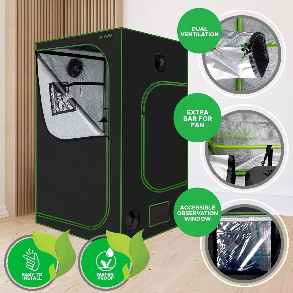 Grow Tent, High Reflective Mylar w/Multi-Chamber, Floor Tray