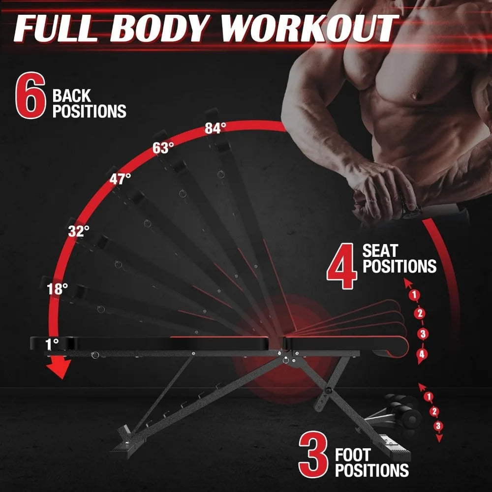 Adjustable Multi-purpose Workout Bench Press, 880 Lb. Capacity