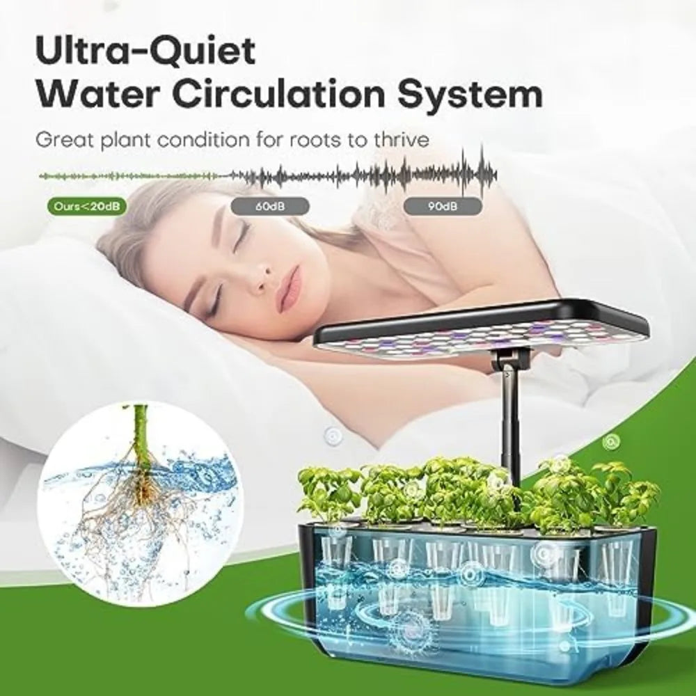 10 Pod Aeroponic Germination Kit, Herbs, Vegetables w/Lamp
