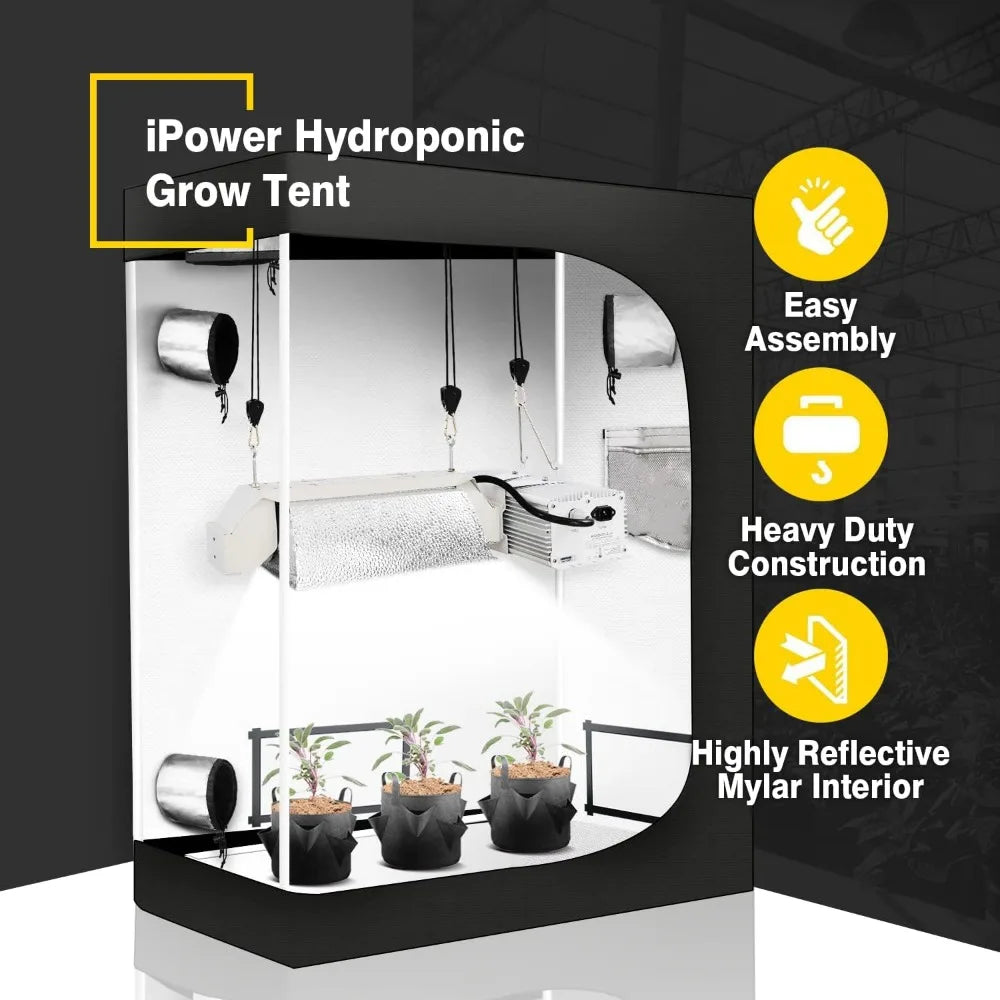 Hydroponic Grow Tent w/Observation Window, Removable Floor Tray