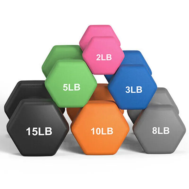 3-20lbs Hex Neoprene Coated Hand Weight Strength Lifting
