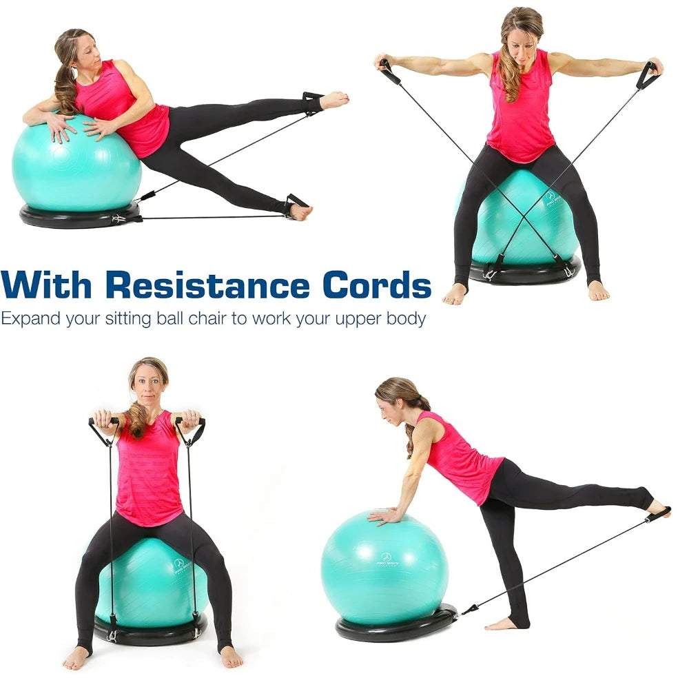 Exercise Ball/Chair w/Base for Workout or Sitting, 65cm