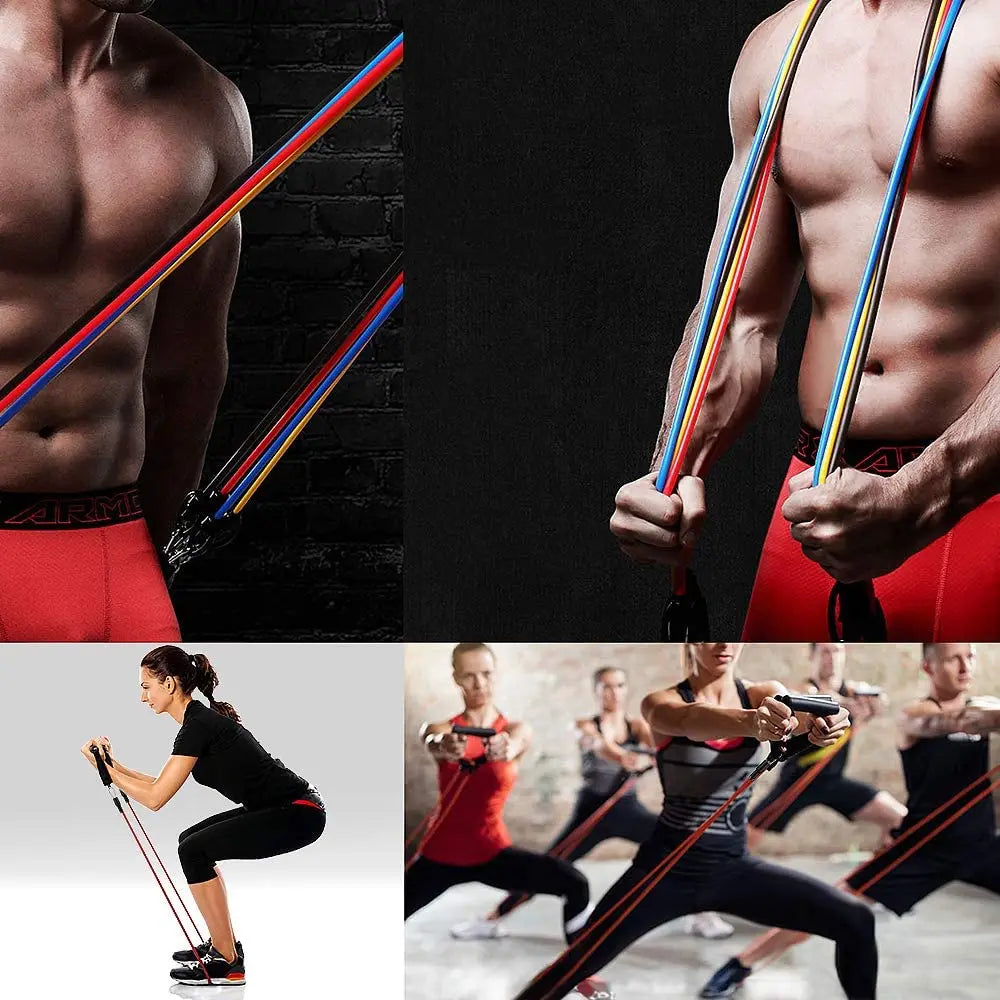 Resistance Cords for Bodybuilding, Weight Training, Fitness, 11Pcs