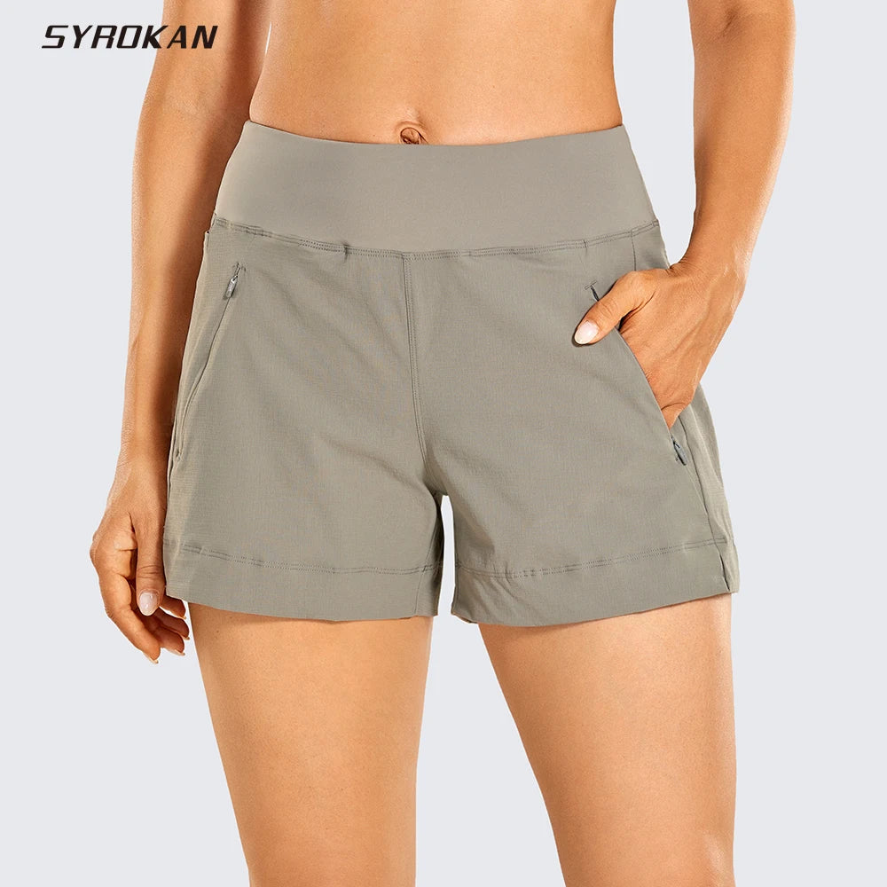 Women's Lightweight Hiking Travel Workout Shorts w/Zip Pockets