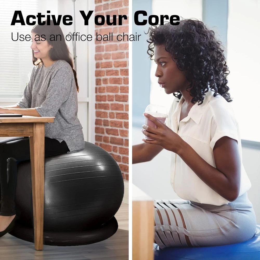 Exercise Ball/Chair w/Base for Workout or Sitting, 65cm