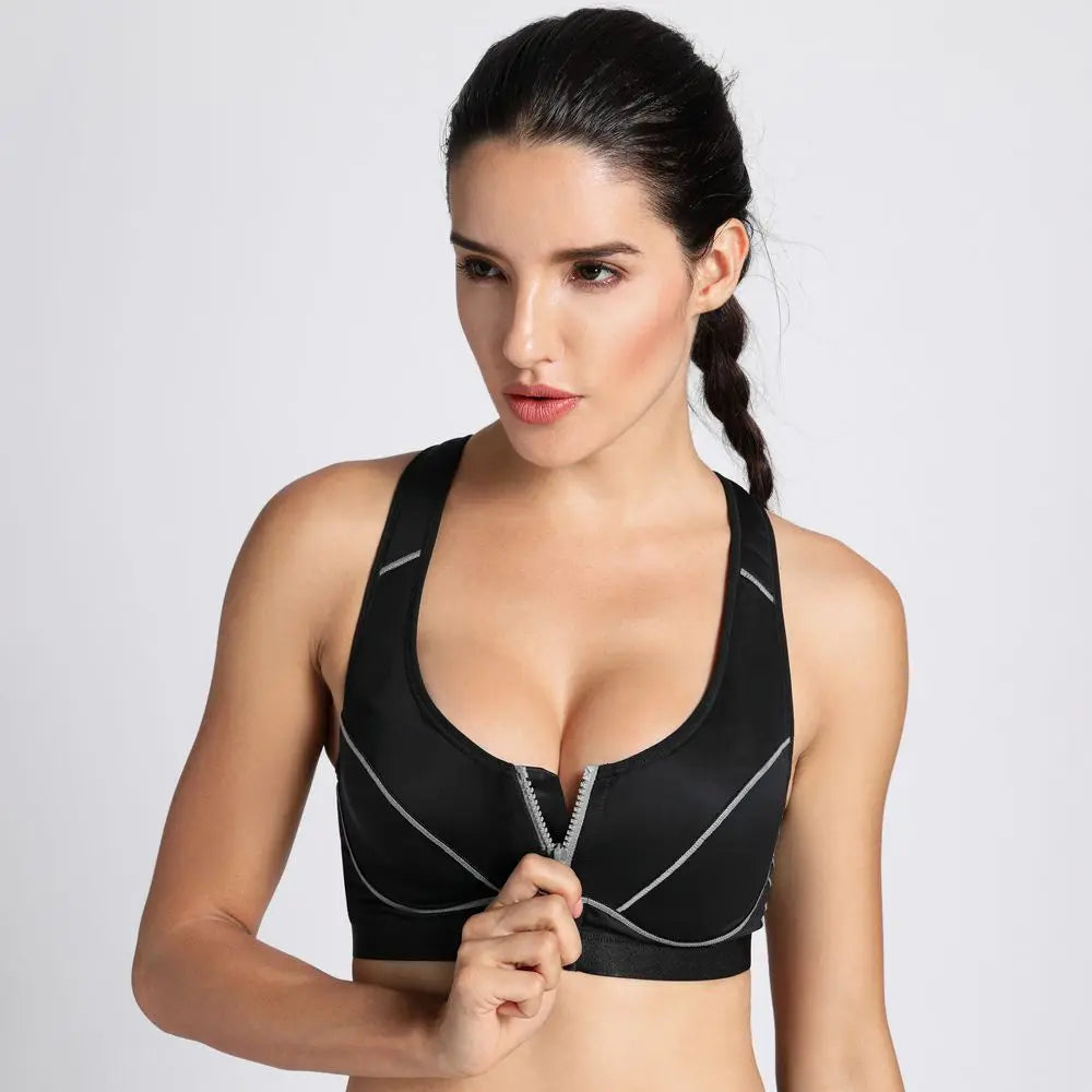 Women High Impact Front Closure Racerback Full Support Sports Bra
