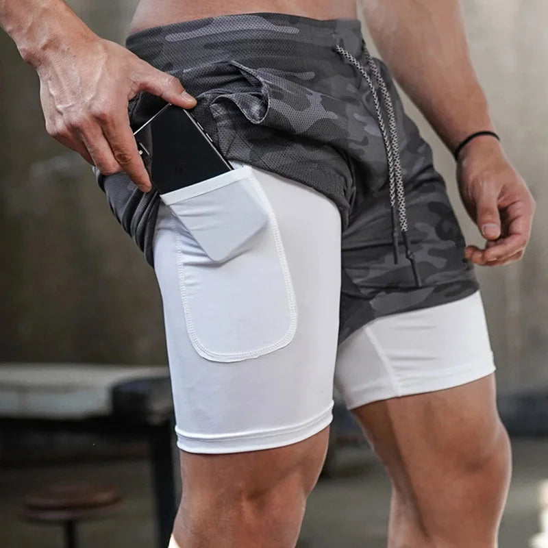 Men's 2 In 1 Running Workout Exercise Fitness Pants, Quick Drying