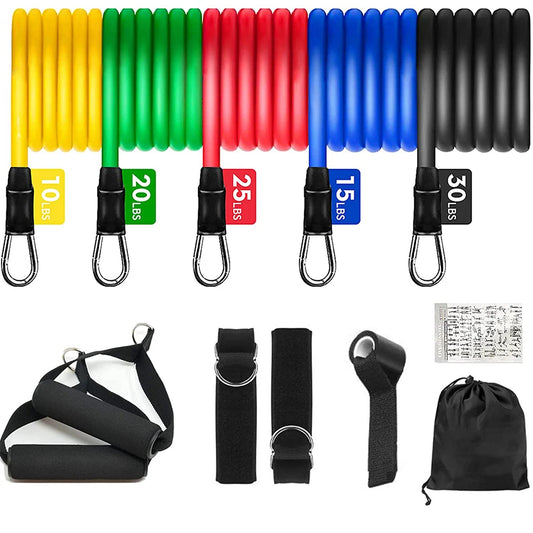 Resistance Cords for Bodybuilding, Weight Training, Fitness,  11Pcs