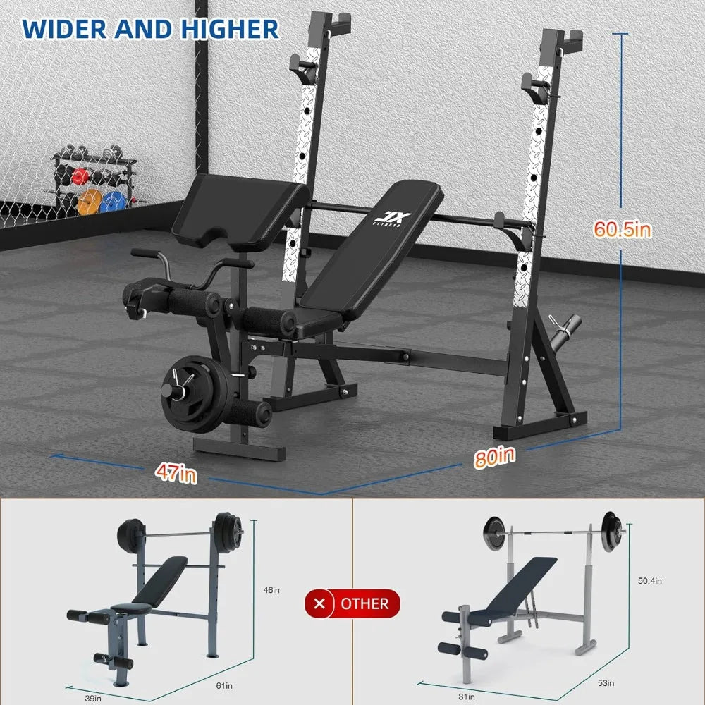 Weight Bench w/Curl Pad, Leg Developer for Full-Body Workout