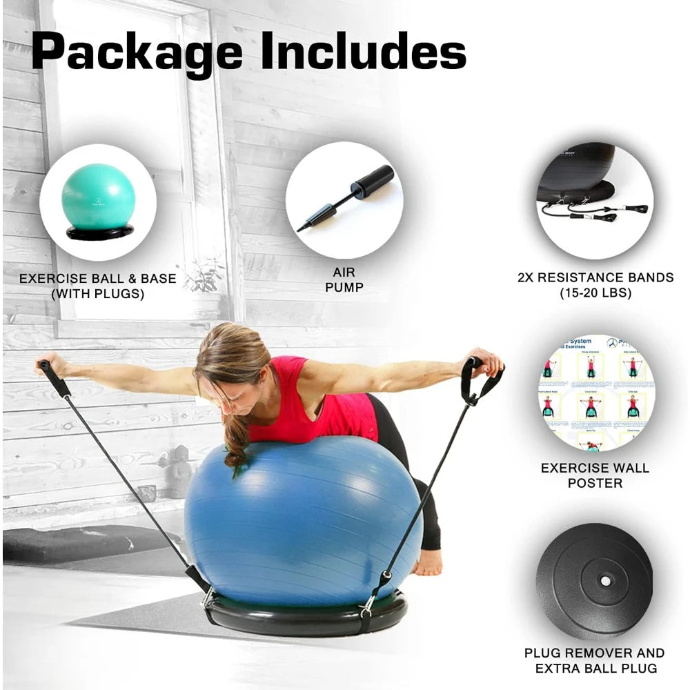 Exercise Ball/Chair w/Base for Workout or Sitting, 65cm