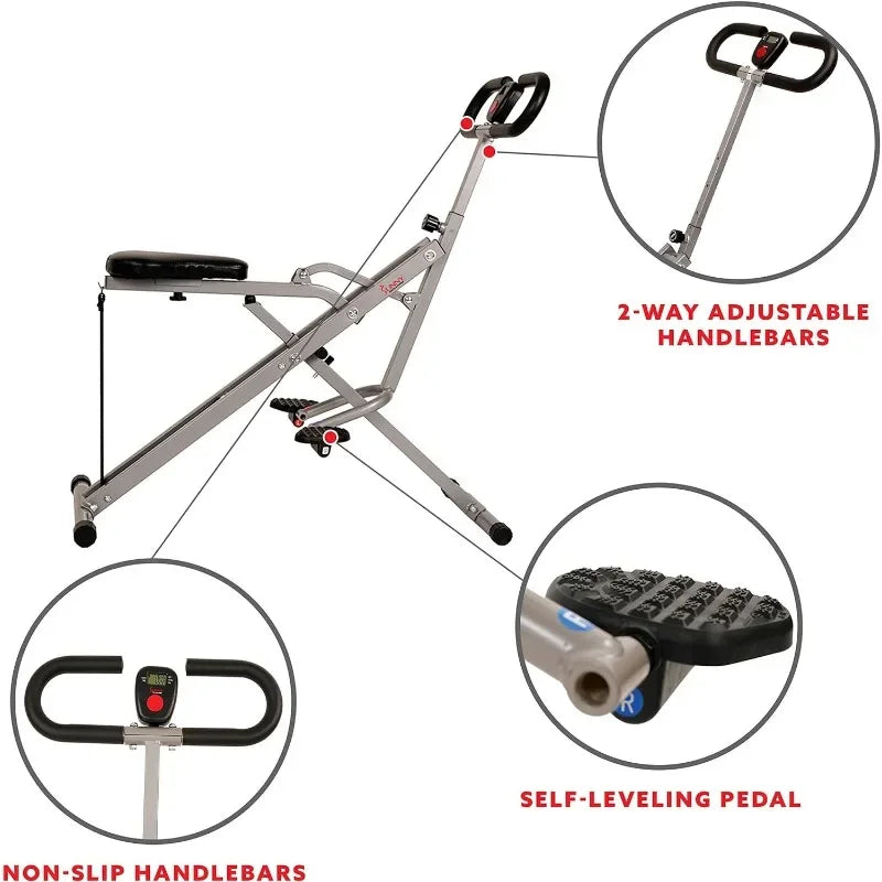 Row-N-Ride Squat Trainer for Glutes Workout w/Adjustable Resistance