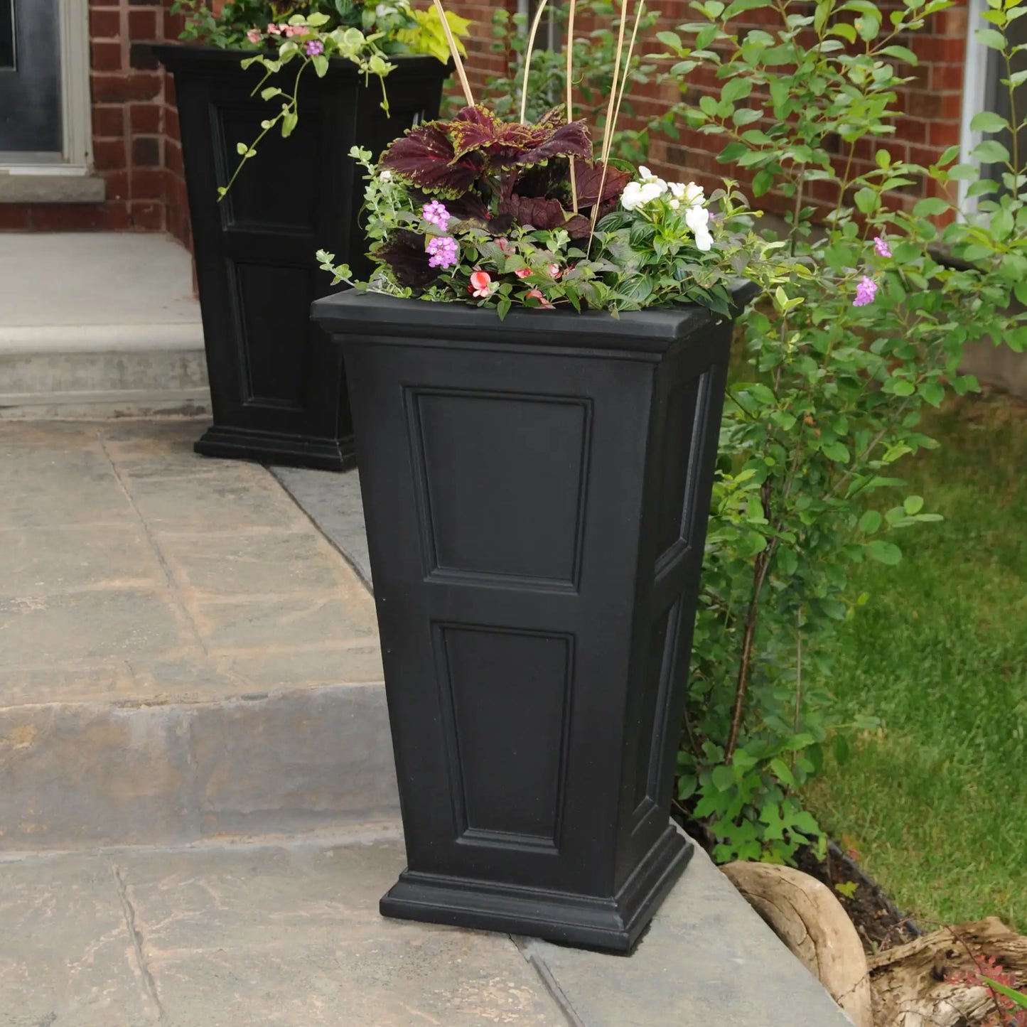 Square Black Planter 16" x 16" x 28" Tall