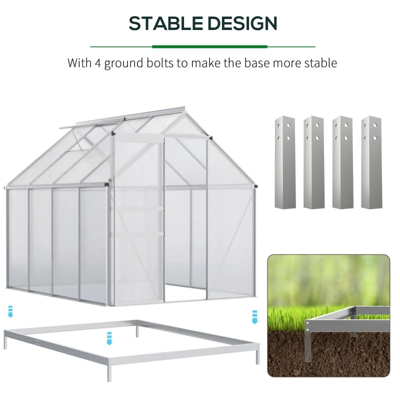 Walk-in Garden Greenhouse w/Adjustable Roof Vent, Rain Gutter