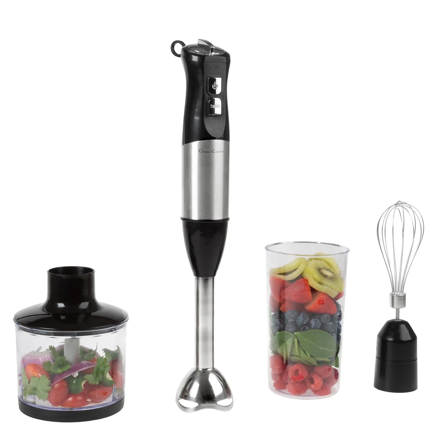 Classic Cuisine Immersion Blender 4-In-1 6 Speed Hand Mixer