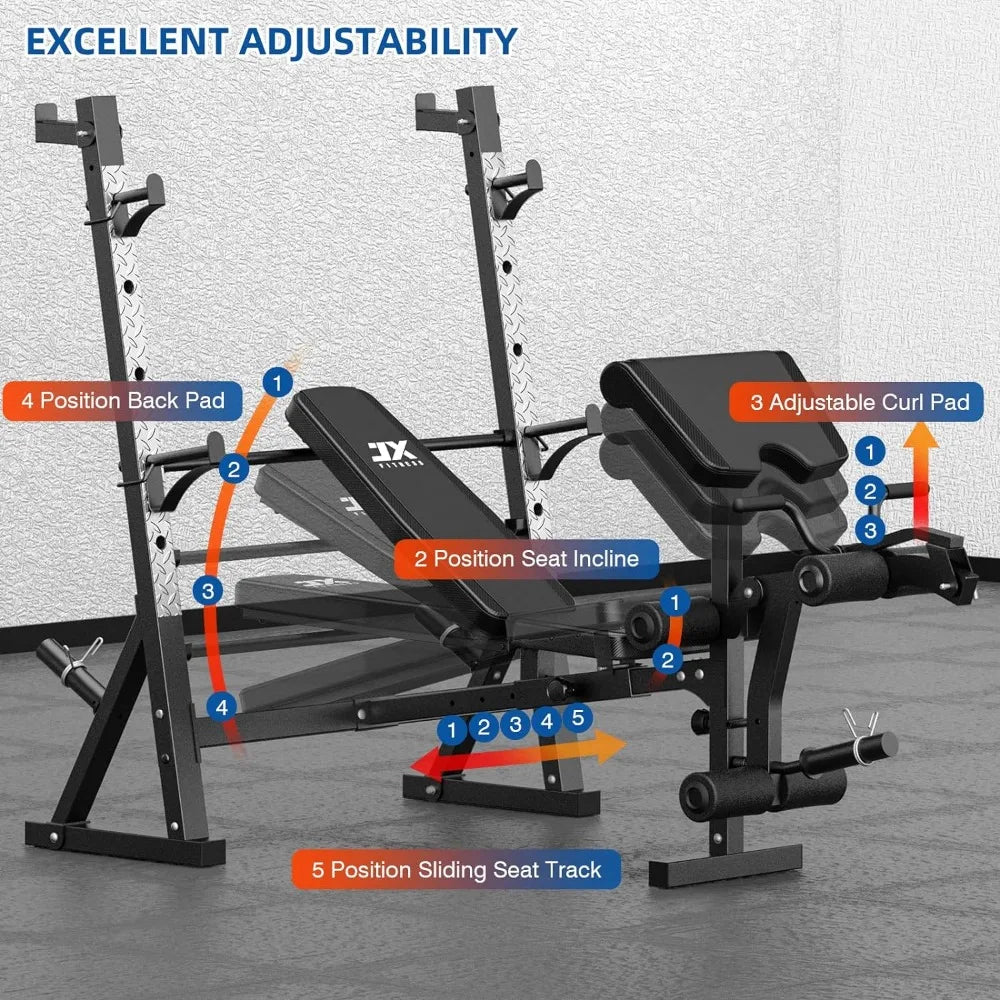 Weight Bench w/Curl Pad, Leg Developer for Full-Body Workout