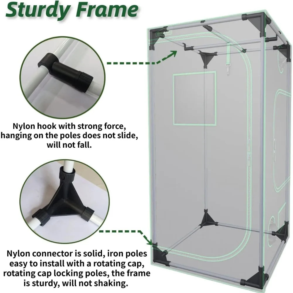 36"x36"x72" Hydroponics Growing Tent w/Observation Window, Floor Tray