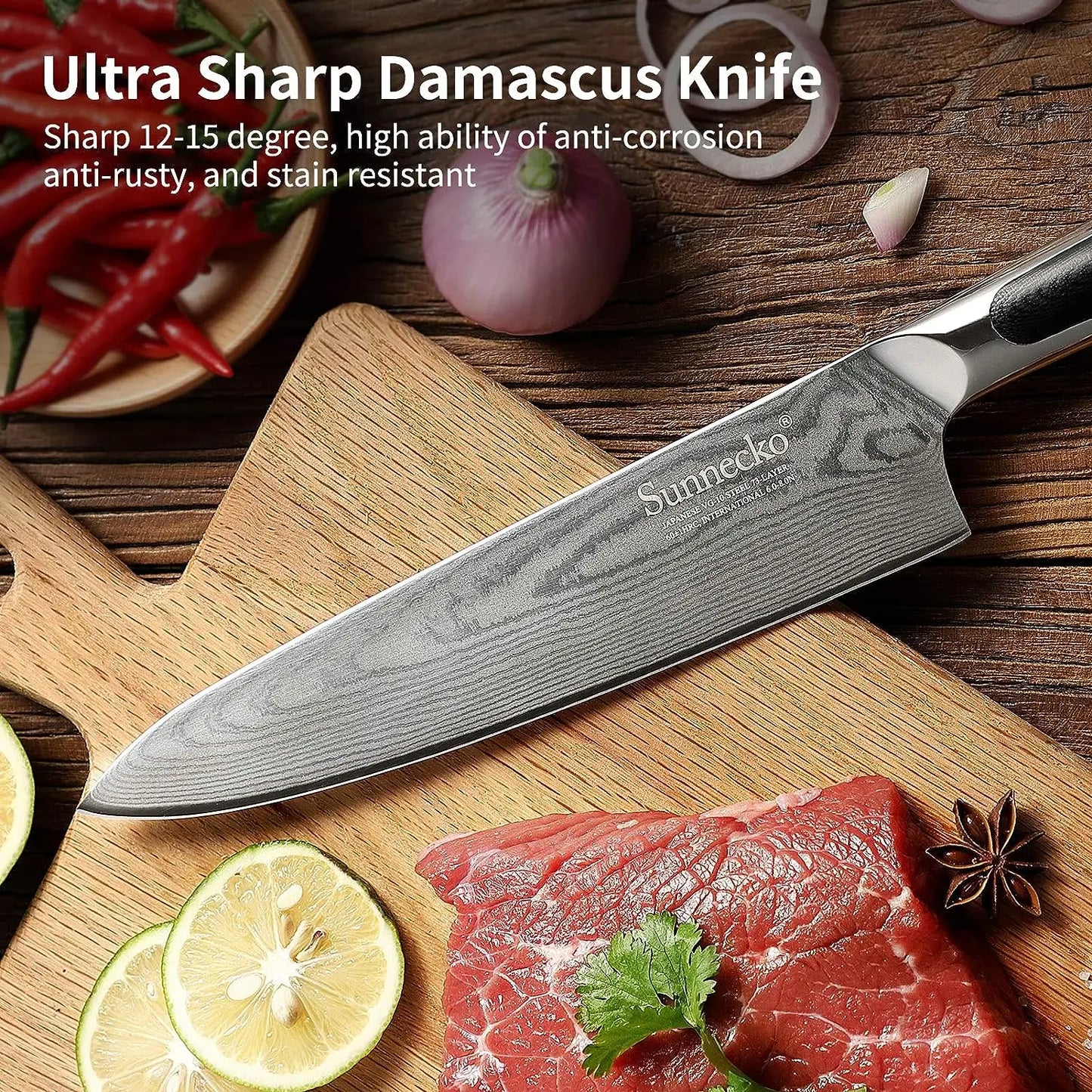 Professional Chef's Steel Kitchen Knives 1-8 Pcs/Set