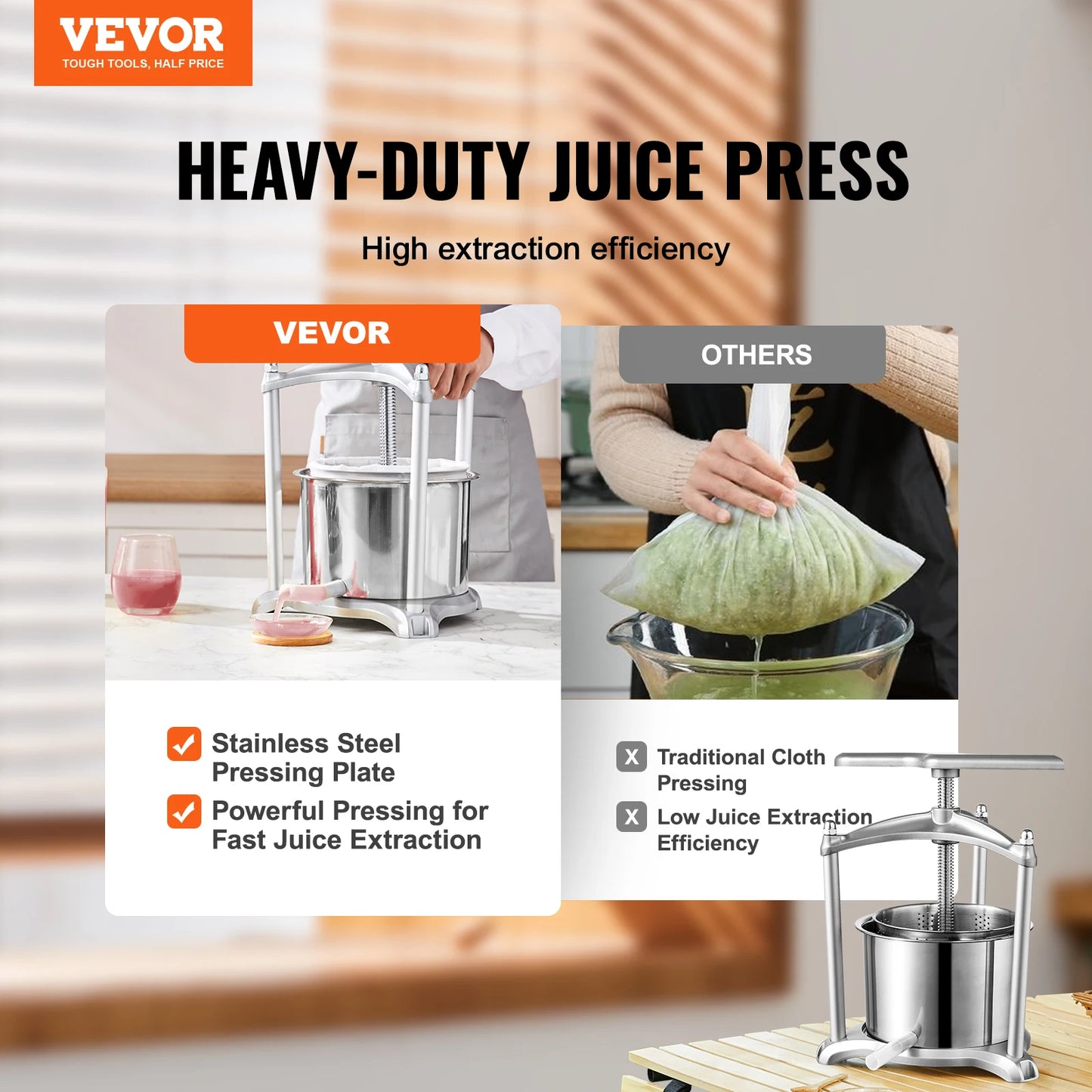 1.6 Gal Manual Fruit, Vegetables Juice & Wine Press