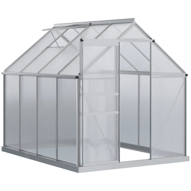 Walk-in Garden Greenhouse w/Adjustable Roof Vent, Rain Gutter