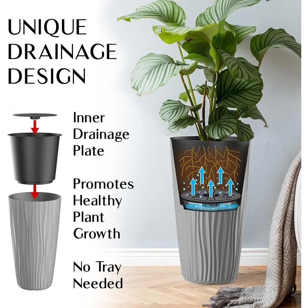 Large Flower Pot w/Built-in Drainage 24" Tall