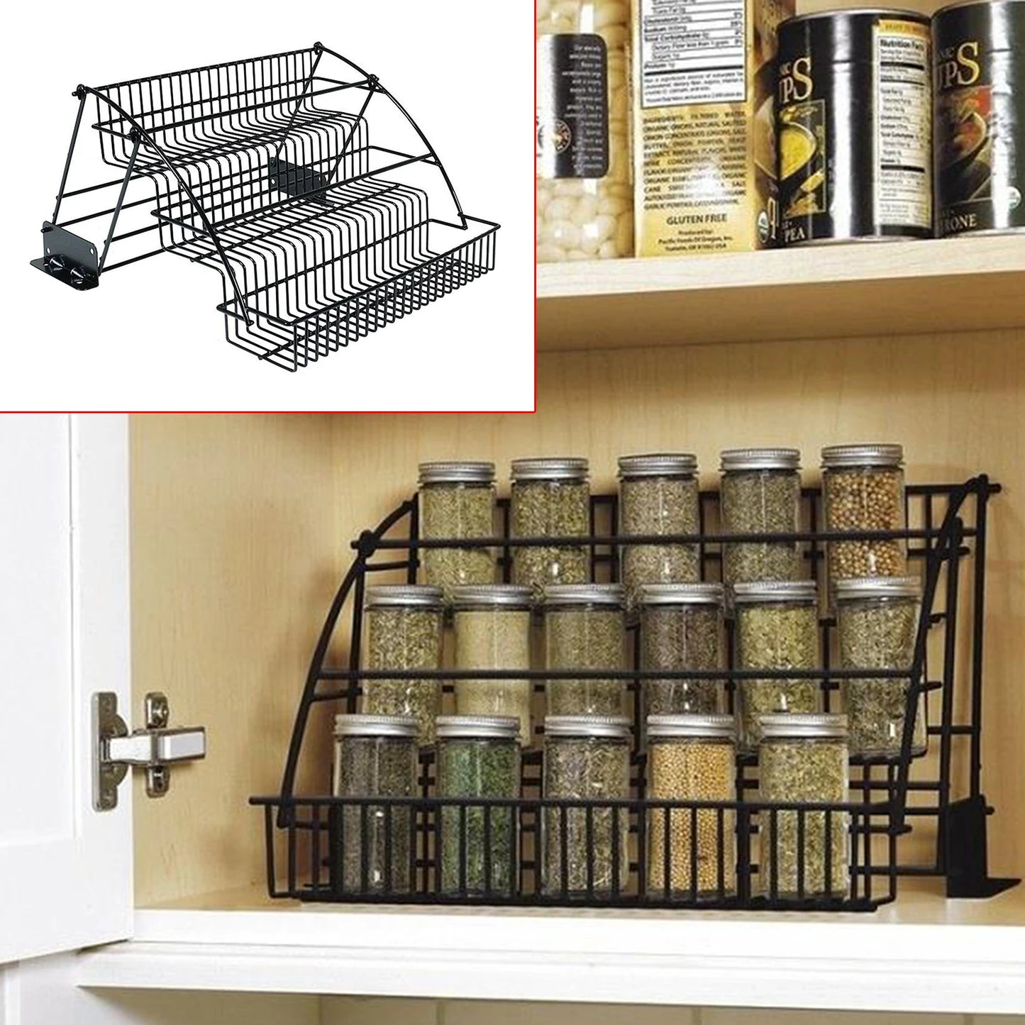 Pull Down Cabinet Spice Rack Organizer Storage Stand