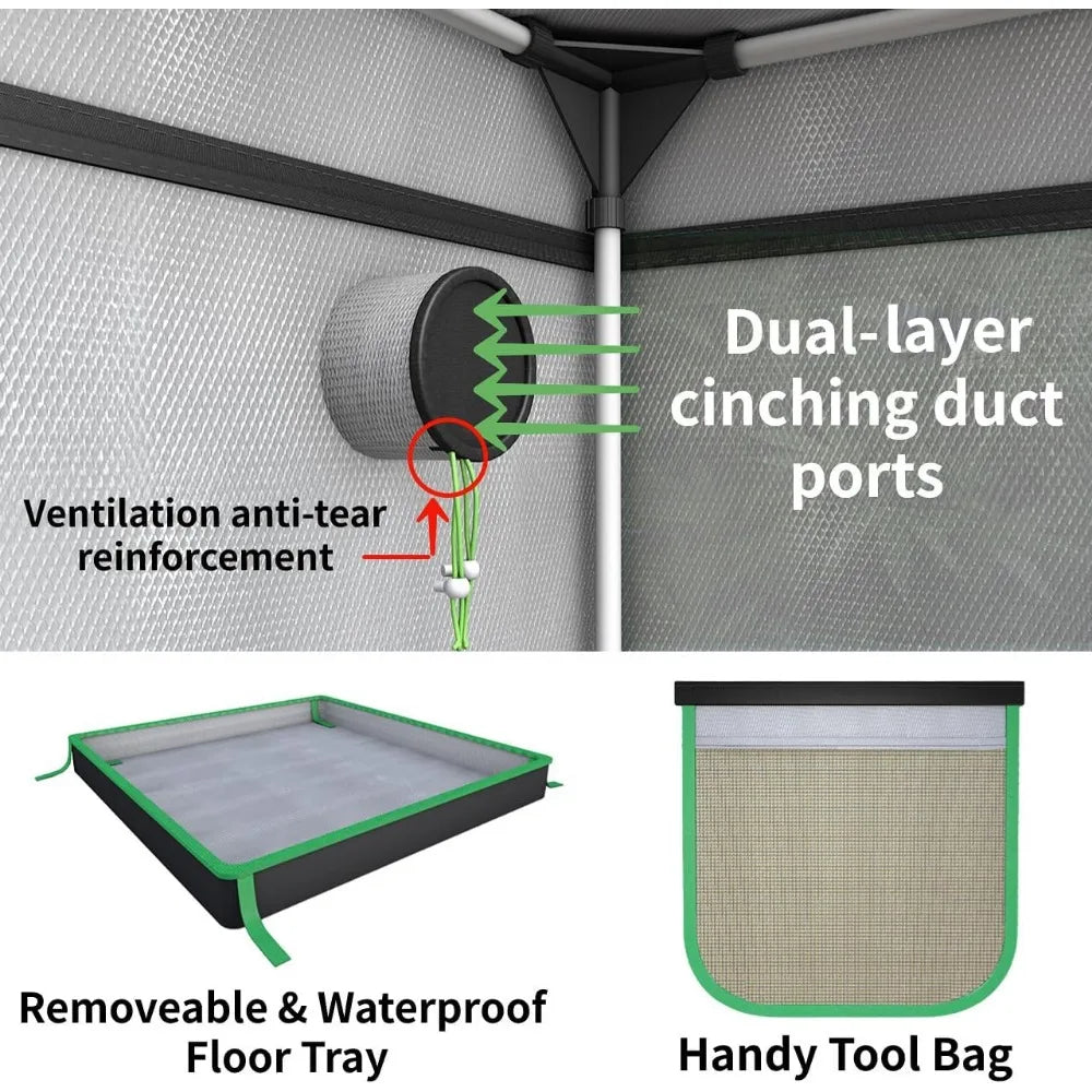 36"x36"x72" Hydroponics Growing Tent w/Observation Window, Floor Tray