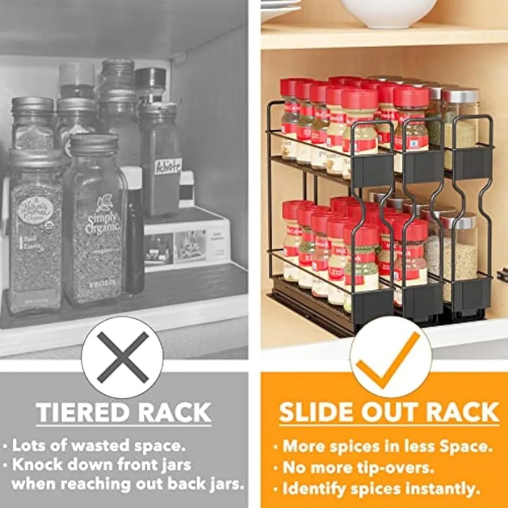 Heavy Duty Slide Out Spice Rack, Cabinet Organizer