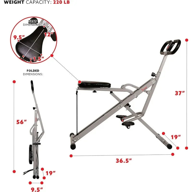 Row-N-Ride Squat Trainer for Glutes Workout w/Adjustable Resistance