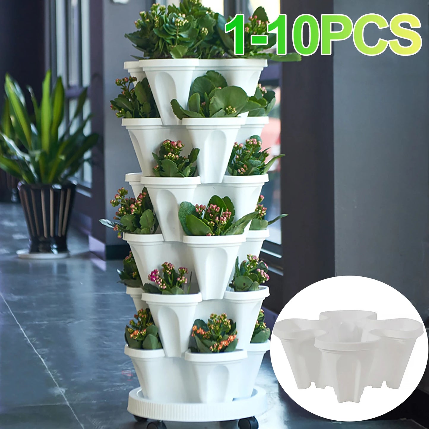 Three-Petal Stackable Vertical Flower, Fruit, Vegetable Planter