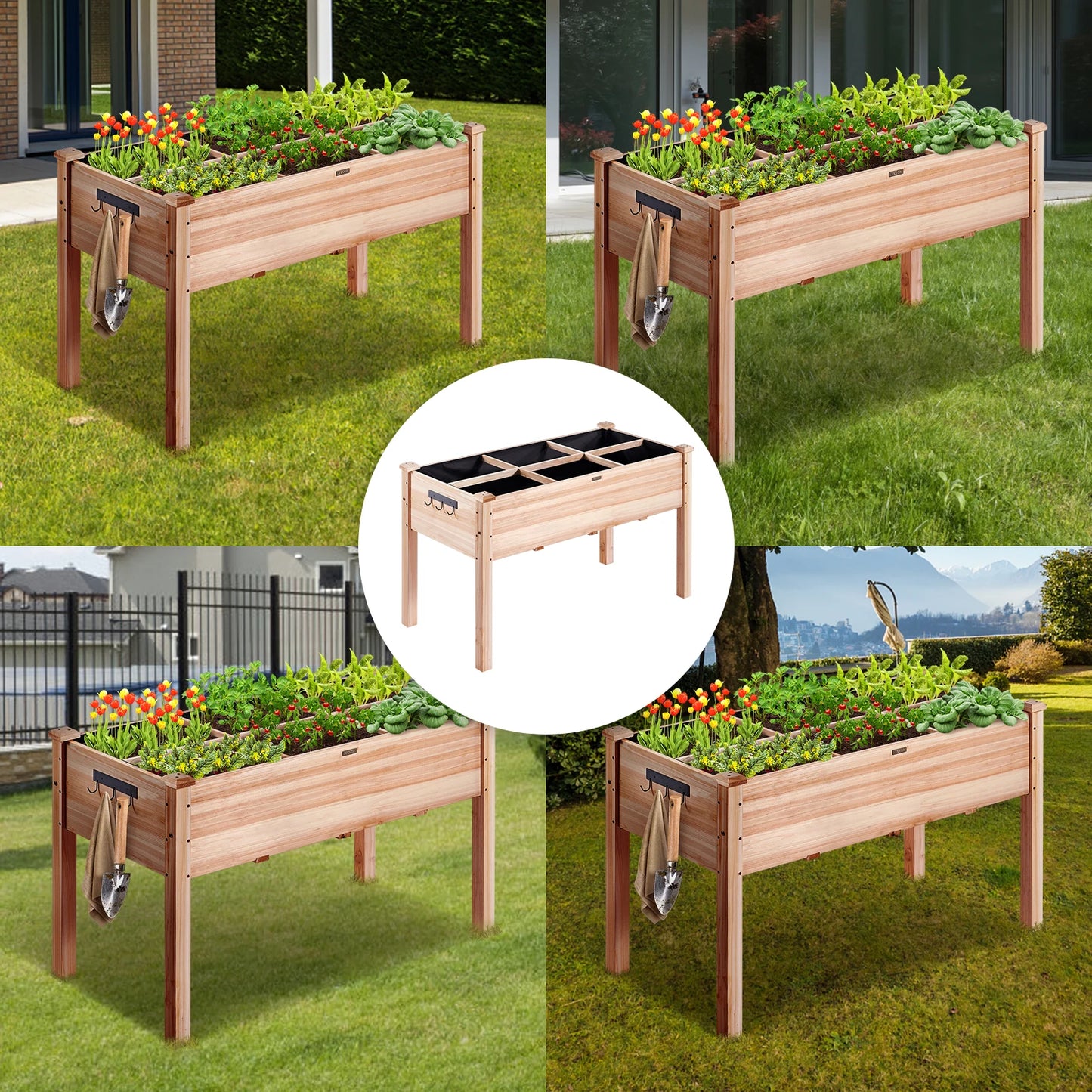 Raised Garden Bed Planter - Planting Flowers, Vegetables, Herbs